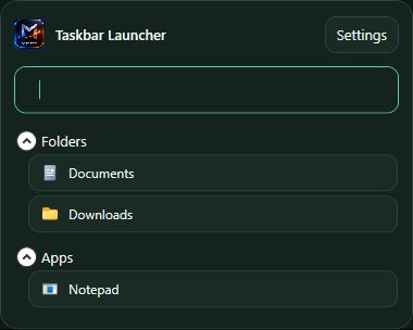 Taskbar Launcher popup